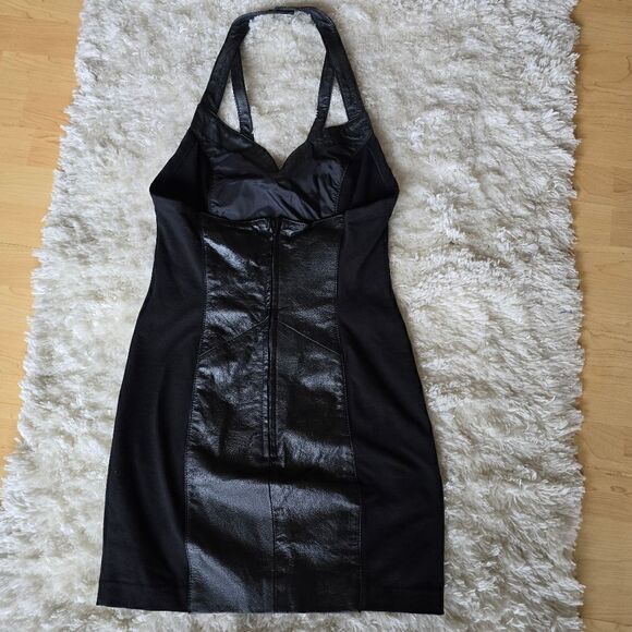 WILSONS Women's Halter Neck Mini Dress Black Size Small Leather Size Small Biker - Picture 12 of 13